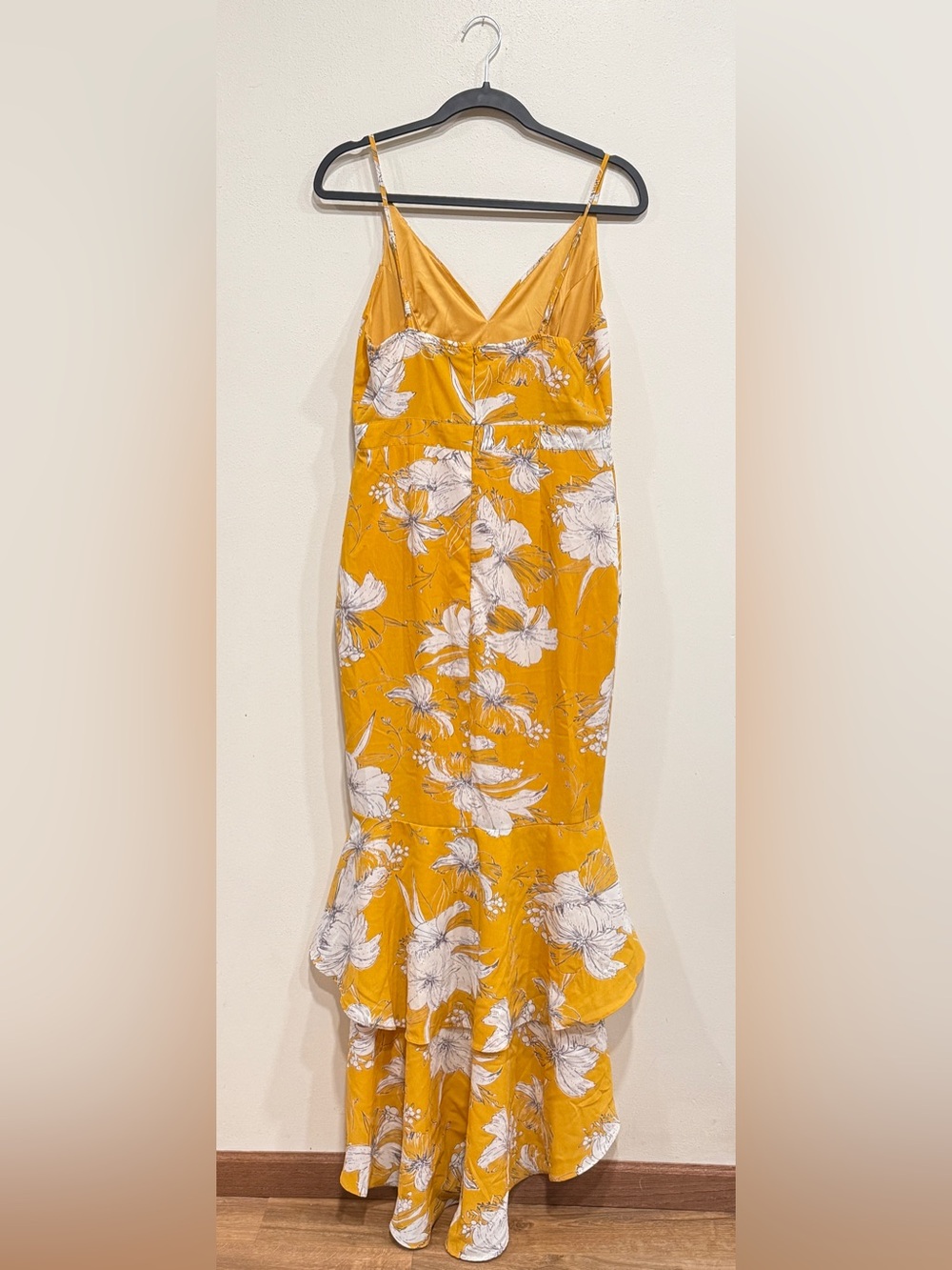 Lulu's Mustard Floral High-Low Ruffle Dress - Picture 2 of 6